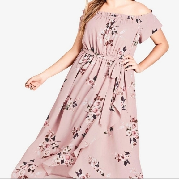 City Chic Plus Size Rose Play Floral Pink Dress XS 14 - Picture 2 of 13